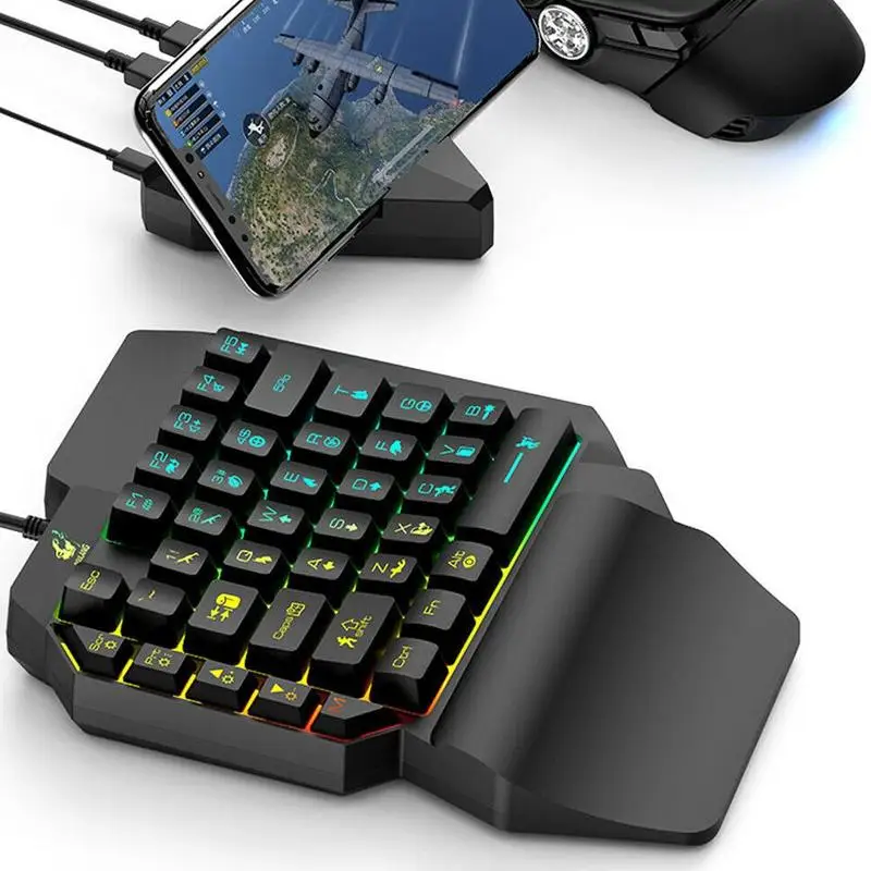  Wired Gaming Keypad Single-hand Colorful Backlight Mechanical 39Keys Glowing Keyboard For PUBG Game