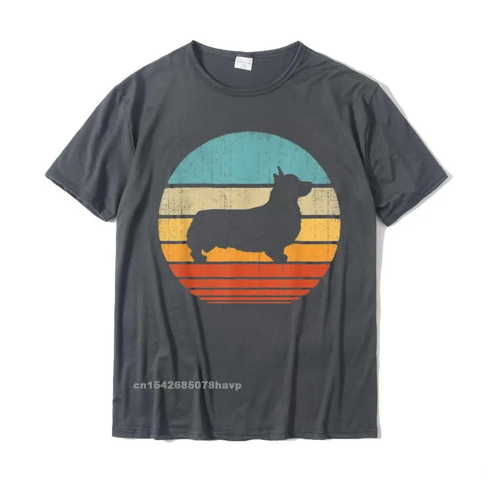 Casual T-Shirt Slim Fit Round Neck Leisure 100% Cotton Men Tops Tees Casual Short Sleeve T-Shirt Top Quality Corgi Vintage Silhouette 60s 70s Retro Gifts Dog Lover Men T-Shirt__2224. carbon