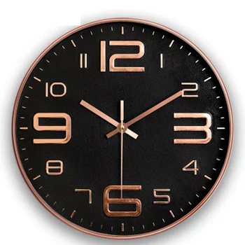 

12 Inch Large Wall Clock Living Room Bedroom Modern Design Creativity Clocks Wall Home Decor Digital Wall Clock Metal Brief
