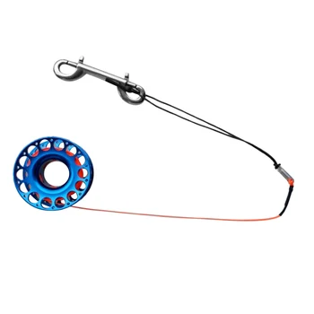 

2x Aluminum Alloy Scuba Diving Diver Finger Spool Compact Reel, Bolt Snap 30m Line Blue Wheel