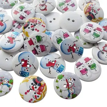 

suoja 20/50pcs Santa Christmas Snowman Wood Buttons 20mm (3/4") Sewing Mix Lots