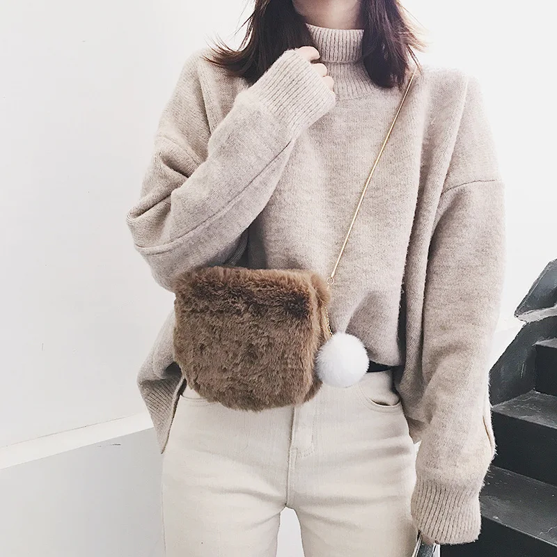 

2019 Winter New Style Versatile Chain Crossbody Bag Korean-style Versatile Cute GIRL'S Furry Chain Mobile Phone Bag