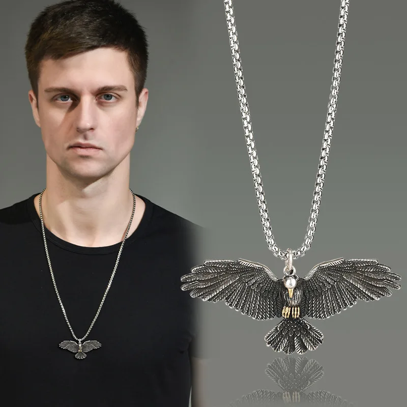 

Plankton Boy Eagle Pendant Necklace Fashion Bird Of Prey Animal Stainless Steel Accessories Neck Gift Wholesale 1PC