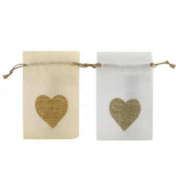 

50pcs Linen Drawstring Bag Storing Beads Jewelry Makeup Gift Sweets