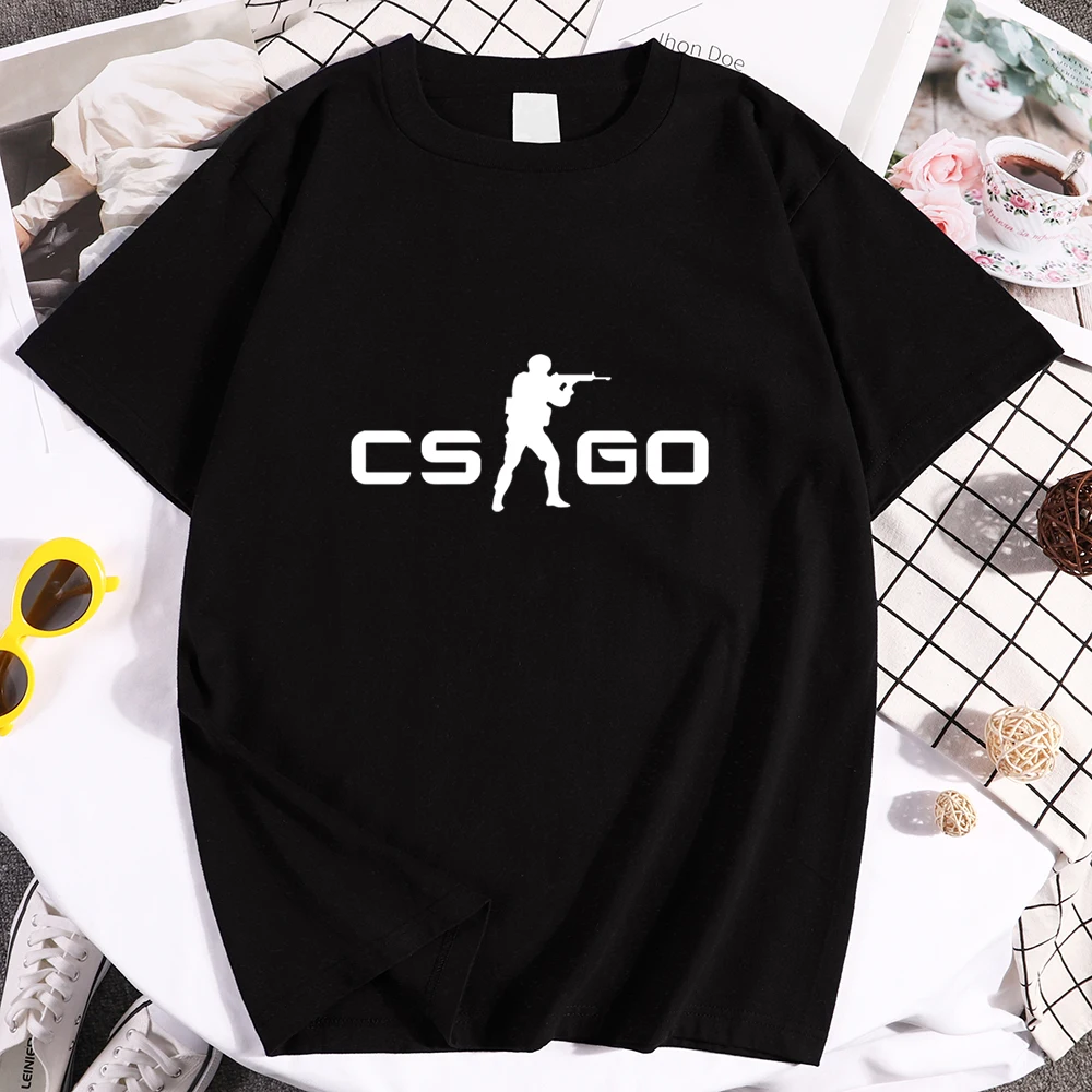 2021 летние Новый стиль CS Go печати брендовая белая футболка для мужчин с О-образным