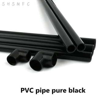 PVC 블랙 파이프 어항 수족관 배관, 정원 관개 어댑터, 수도관 커넥터, 길이 50cm OD 20,25,32,40,50mm, 1 ~ 5 개