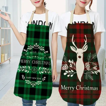 

2020 New Linen Aprons For Woman Christmas Theme Print Kitchen Aprons For Men Colorful Apron Kitchen House Cleaning Accessories
