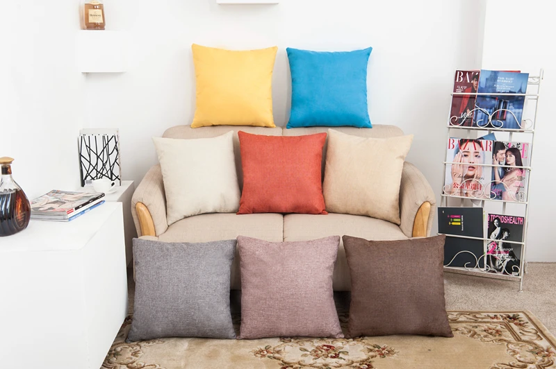 

New arrival coreless Pillowcase Creative pure color simple cotton and hemp pillowcase automobile Pillowcase