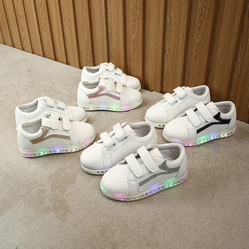 

2019 Spring And Autumn New Style Girls' Casual Shoes Soft Bottom Light Shoes BOY'S Athletic Shoes LED Lighting CHILDREN'S Shoes