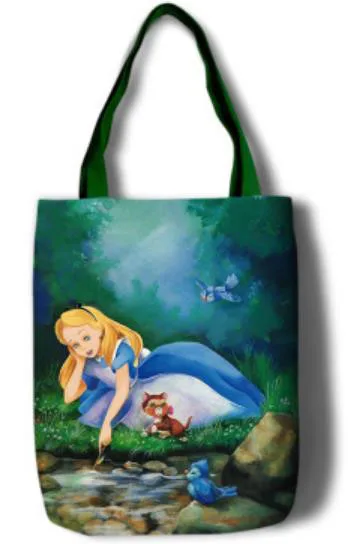 Новая Алиса в стране чудес Чеширский кот из Алисы Девушки Женщины Холст сумки на плечо большая сумка милый мультфильм школьная книга сумка для покупок - Цвет: Коричневый сахар