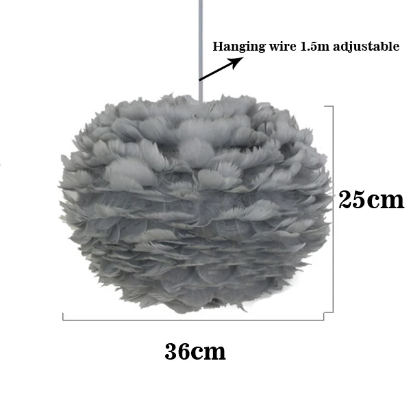 Подвесные светильники, Подвесная лампа с перьями, Скандинавский дизайн, подвесной светодиодный художественный декоративный Романтический подвесной светильник, светильник в стиле лофт, светильники - Цвет корпуса: gray 36cm
