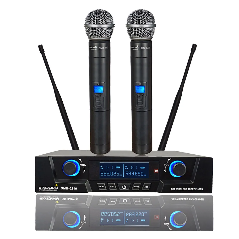 STARAUDIO 2 канальная выбираемая частота UHF ручная Беспроводная микрофонная система