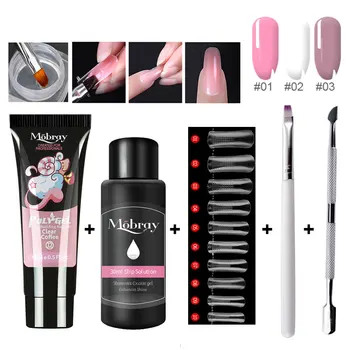 Polygel Kit Nail Extension Poly Gel Set With Nial Tips Dual Form Qiuck Dry Polygel Builder Gel For Manicure Finger Extend Brush