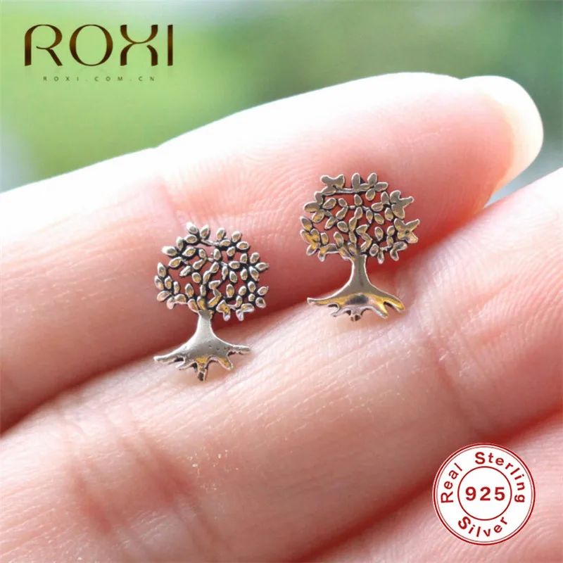 ROXI, изящный дерево серьги с деревом жизни корейские свадебные украшения 925 стерлингового серебра серьги для женщин Бохо жизни деревянные серьги