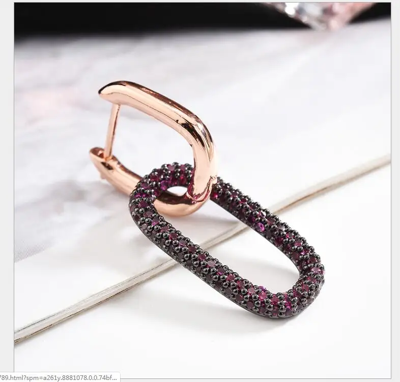 New Fashion Retro Earrings Micro Inlaid Zircon Geometric Earrings