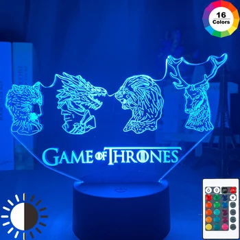 

Drama Series Game of Thrones Family Emblems Led Night Light Touch Sensor Color Changing Nightlight for Bedroom Decor Lamp 3d