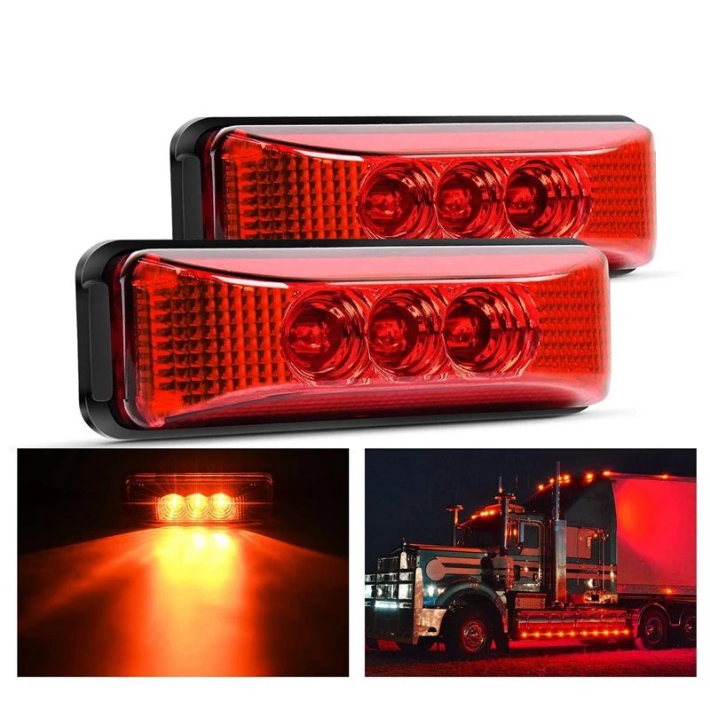 2PCS 24V 3.9Inch 3 LED Truck Trailer Light Front Rear Side Marker Lights Clearance Indicator Lamp Waterproof | Автомобили и