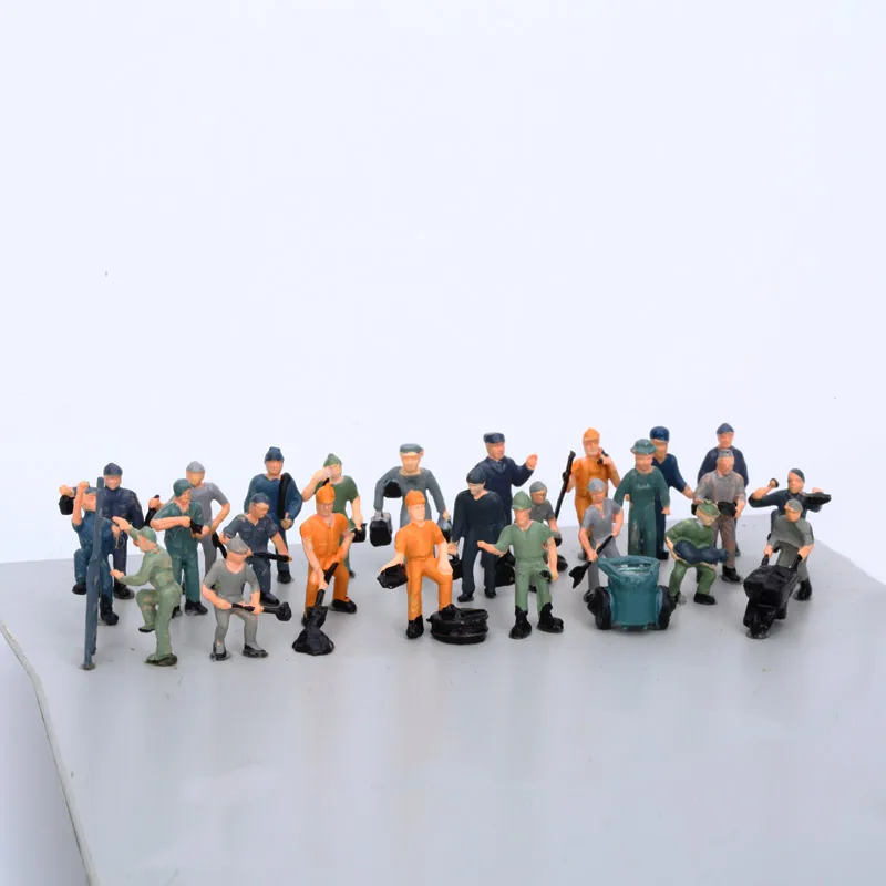 27pcs 1:87 Ho Scale Model Railway Workers Landscape Model Train Railway Layout Scenery Diy Miniature Dioramas Display Gaming model railway road tape shrub strips model simulated tree model