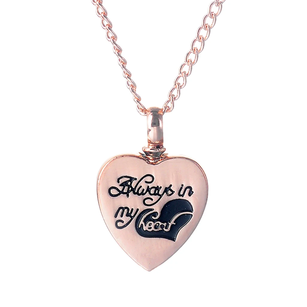 Urn Cremation Jewelry Necklace Heart Pendant Necklace Keepsake Rose Gold