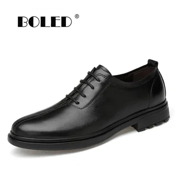 

Genuine Leather Oxfords Shoes Plus Size Lace Up Mens Wedding Dress Shoes Men Business Men Shoes Flats Dropshipping