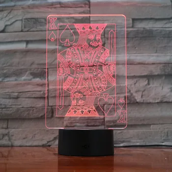 

3D Lamp Poker King Color Changing with Remote Battery Powered Atmosphere Visual Light Effect Personalized Led Night Light Lamp