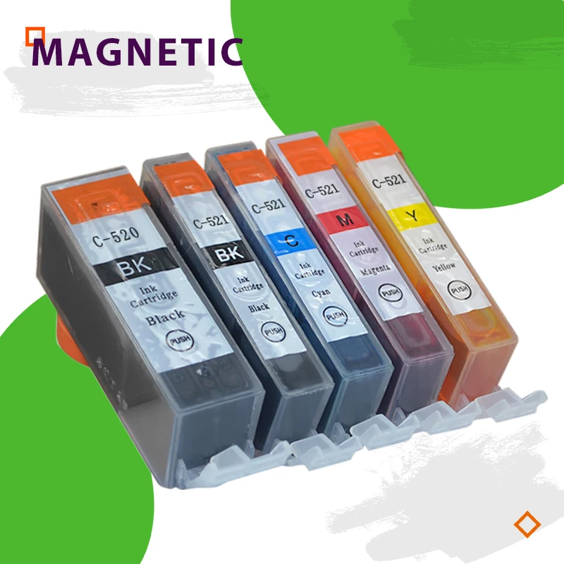 5X цветной картридж PGI520 CLI521 для Canon Pixma MP540 MP550 MP560 MP620 MP630 MP640 MP980 MP990 MX860 MX870 IP3600 520|ink