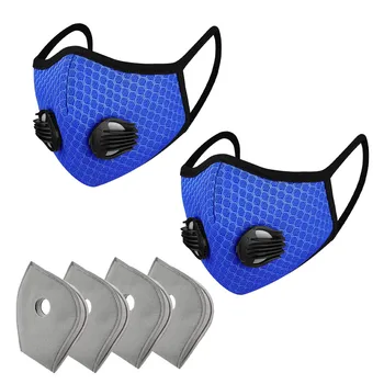 

In Stock Face mask Cycling Dust With 4 Filters 2 Exhaust s Half Face Reusable Sport Bike Mascarillas Health Care
