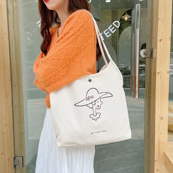 

Women Canvas Shopping Bag Female Canvas Cloth Shoulder Bag Eco Handbag Tote Reusable Grocery Shopper Bags Students Book Bag