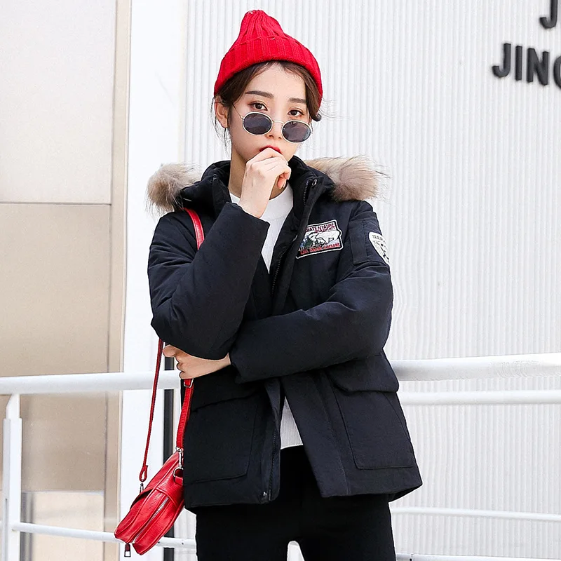 Zhan di ji pu Office Version Winter Women's Thick Short down Jacket Fur Collar Korean-style Slim Fit Large Size down Jacket Wome