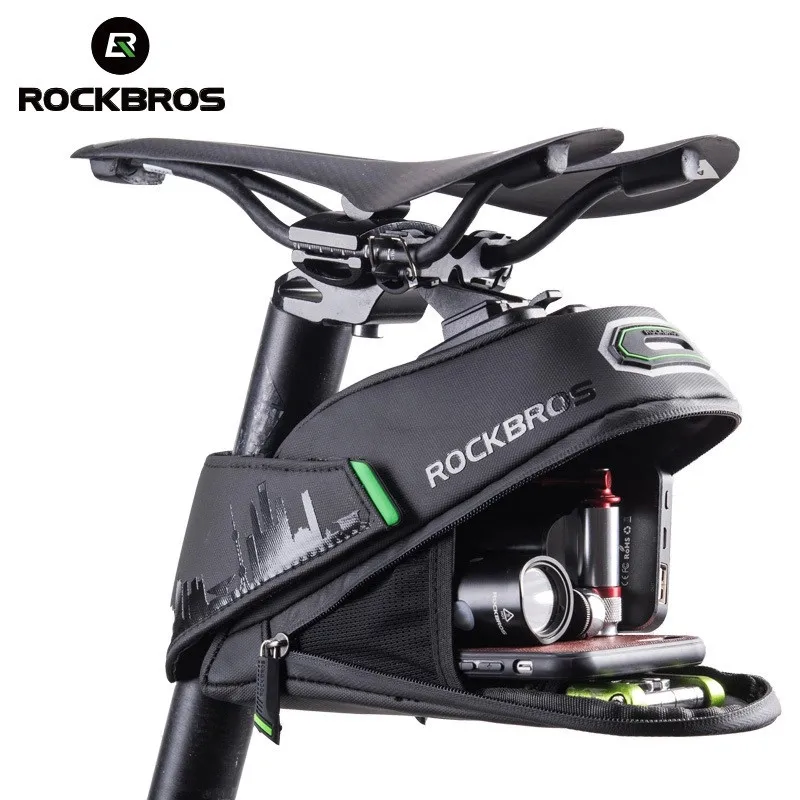 

ROCKBROS Seatpost Bike Bag Rainproof Shockproof Saddle Bicycle Bag For Reflective Tail Rear Large Capacity MTB Bike Accessories