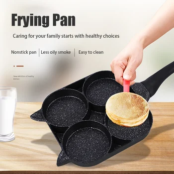 

4 Holes Pancake Breakfast Restaurant Eggs Omelet Burger Portable Cooking Tool Non Stick Frying Pan Aluminium Alloy Anti Scald