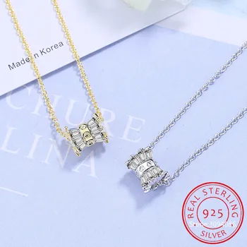 

Allergy 925 Sterling Silver Jewelry Round Ball Simple Fashion Female Wild Crystal Clavicle Chain Pendant Necklace H195