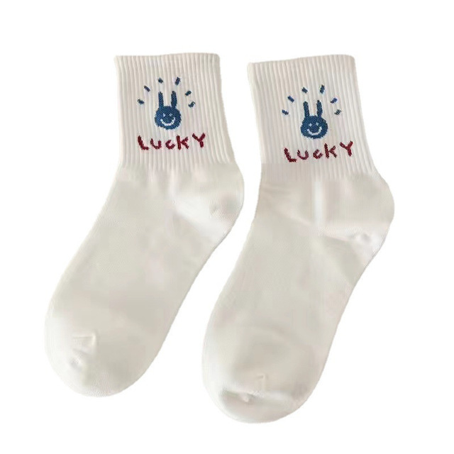 Japanese Versatile Lovely Student Style New Cartoon Medium Tube Bear Female Autumn Winter Socks Sports Leisure Cotton Socks