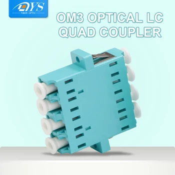 

50pcs FTTH OM3 LC Quad Plex Optical Fiber Connector Optic Multimode Flange Adapter Coupler