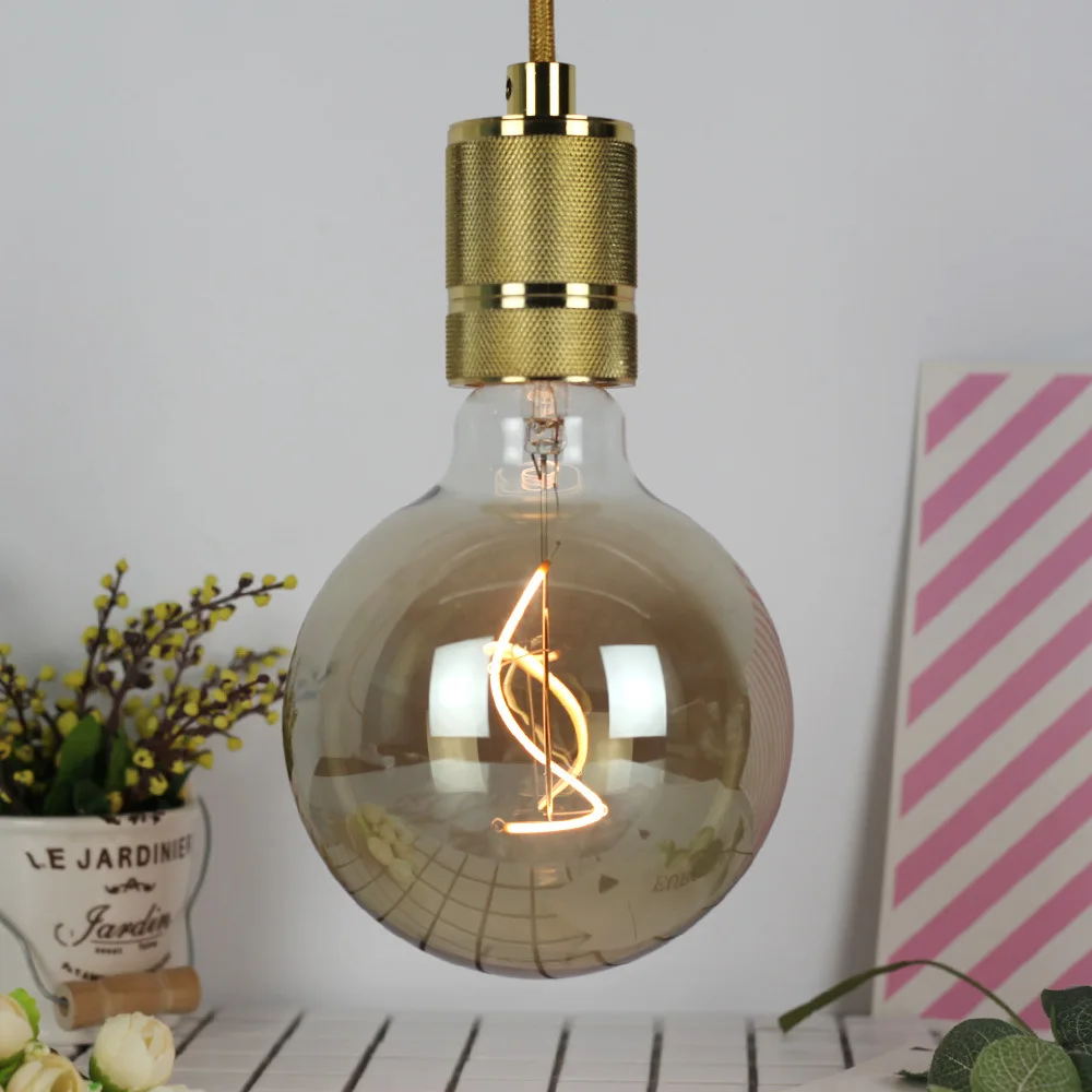 

G125 Greyish Black Edison Bulb LED Flexible Strip Rotating Wire Wrapped Retro Cool Decoration Light Source Energy-saving Lamps