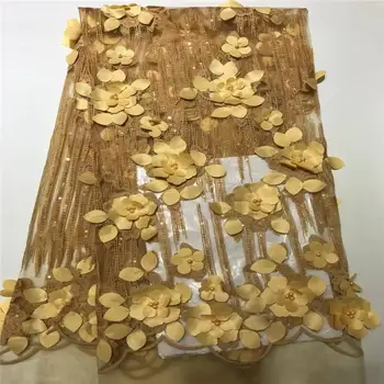 

Yellow Sequin French Lace Fabric Swiss Voile African Lace Fabric 2019 3D Sequin African Tulle Lace Sequin Embroidery Fabrics