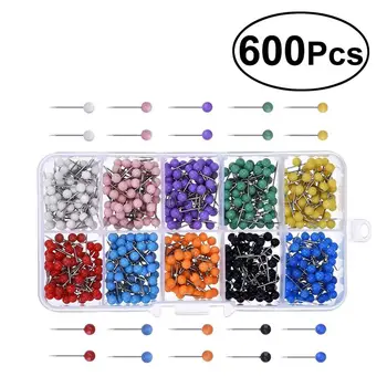 

600pcs Multi-color Push Pins Round Head Map Tacks for Maps Calendar Whiteboard Fabric Making DIY Sewing Pins(Ten Colors)