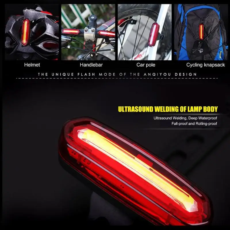 Лидер продаж велосипед хвост светильник с приятной текстурой и регулируемые ремни безопасности велосипедный задний фонарь светильник прочная обувь для прогулок Велоспорт Предупреждение светильник