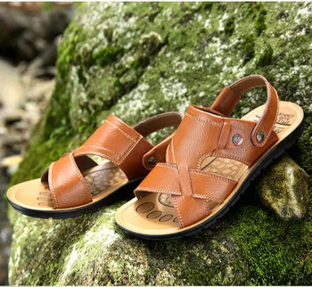 

Summer men's beach shoes men's leather sandals men's slippers S2nlxPa