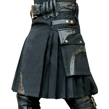 

2019 Scottish Mens Kilt Traditional Skirt Metal Classic Retro Traditional Personality Kilts Check Pattern Men Skirts