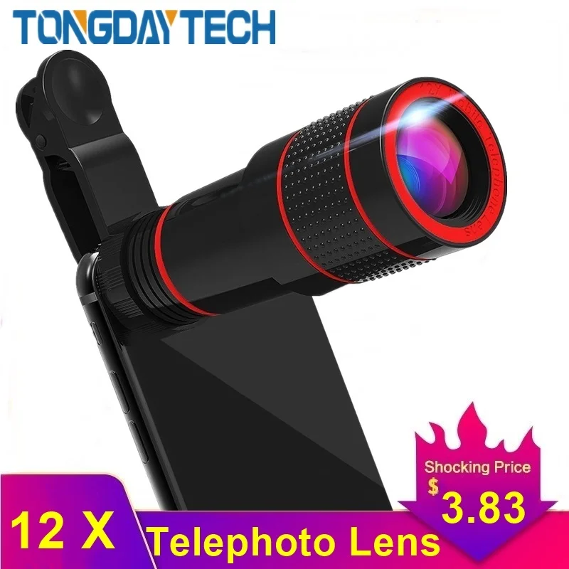 Tongdaytech 12 кратный зум оптический объектив для телефона портативный фотообъектив