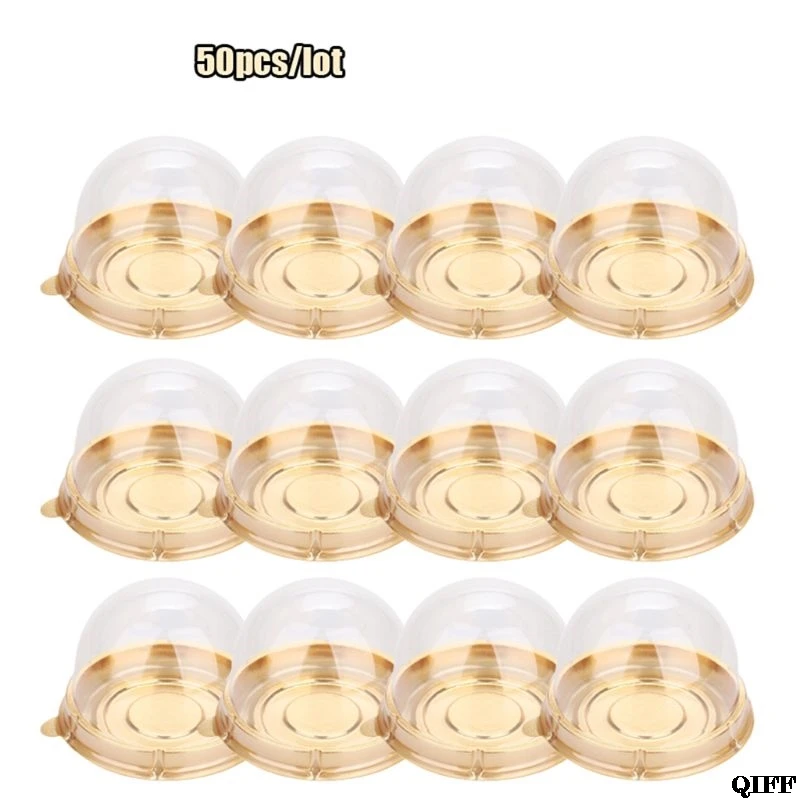 GOLD COLOR 50 шт. мини круглый луна торт контейнер Свадебная вечеринка коробки 80 г Mooncake - Цвет: GOLD COLOR