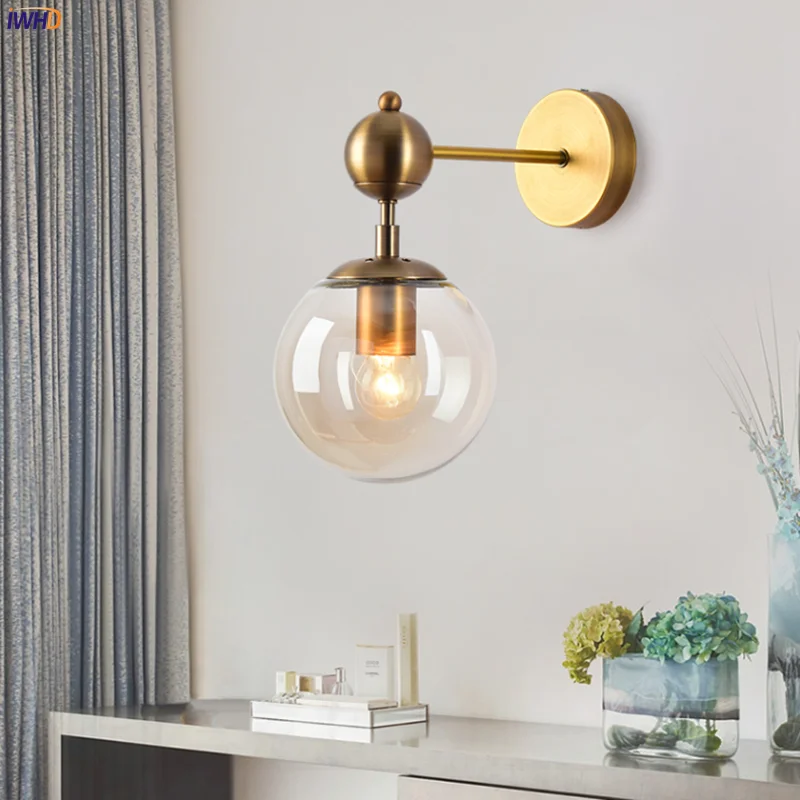 Glass Ball LED Wall Lights Nordic Modern Wandlamp Fixture Sconce Bedroom Bathroom MIrror Light Buitenverlichting Applique Murale (1)