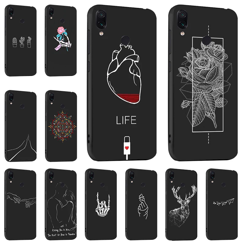 

SFor Xiaomi Redmi Note 7 5 Pro 8 Case Xiomi Redmi 7 S2 Cover 3D DIY Painted Black Cover for Xiaomi Mi 9 SE A1 A2 9T Bumper Funda
