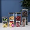 Sealed Glass Jars With Lids For Coffee Storage Can Square Candy Biscuits Pot Kitchen Glass Mason Jar Food Container Bulk Cereals 2