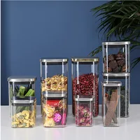 Sealed Glass Jars With Lids For Coffee Storage Can Square Candy Biscuits Pot Kitchen Glass Mason Jar Food Container Bulk Cereals 2