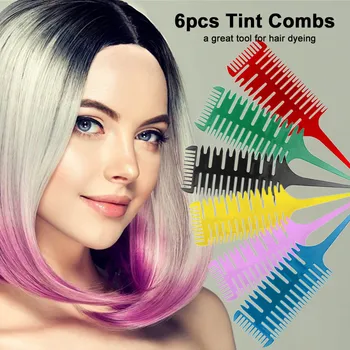 

6pcs Hair Styling Coloring Dyeing Tint Combs Hairbrush Sectioning Highlighting Weaving Cutting Combs Hairdressing Comb for Hair