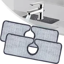 

2PCS Faucet Absorbent Mat Grey Taps Wraparound Absorbent Mat,Faucet Splash Catcher,Microfiber Cloth Dish Cleaning Drying Pads