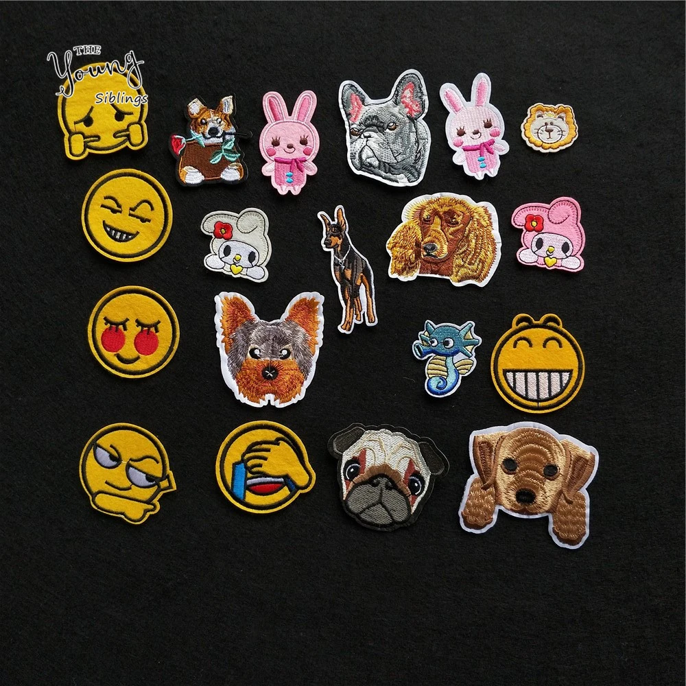 

6 kinds for face expression Sewing Iron-on Clothes Patch Cartoon dog Embroidery Hotfix Patches Jeans Clothing Stickers 1pcs sell