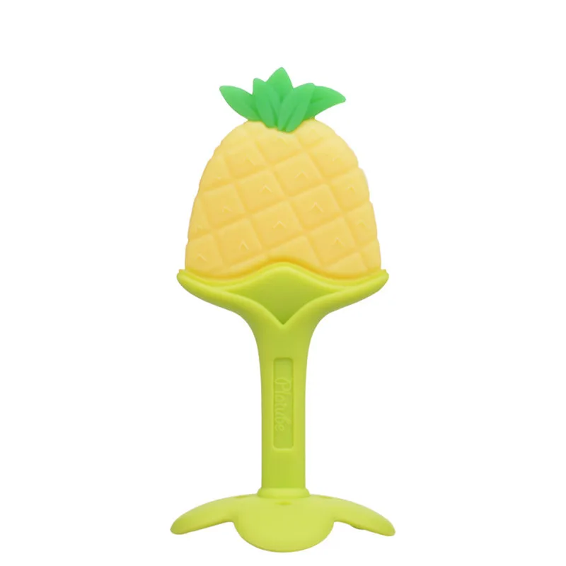 Baby cartoon three-dimensional fruit molar stick Toddlers Infants Baby Teething Toys Soft Silicone Fruit Teether Holder #4AA6 (13)
